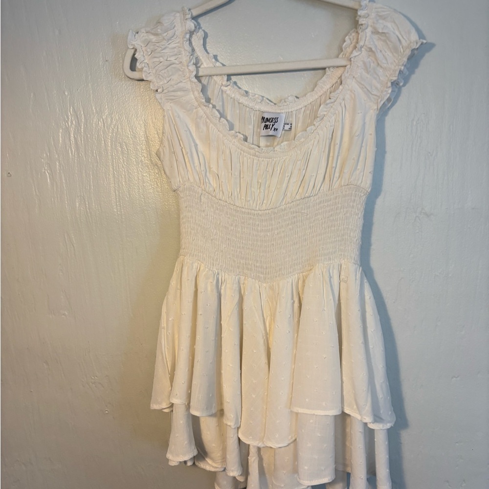 Princess Polly The Love Galore Romper fit & Flare Ruffles On & Off shoulder